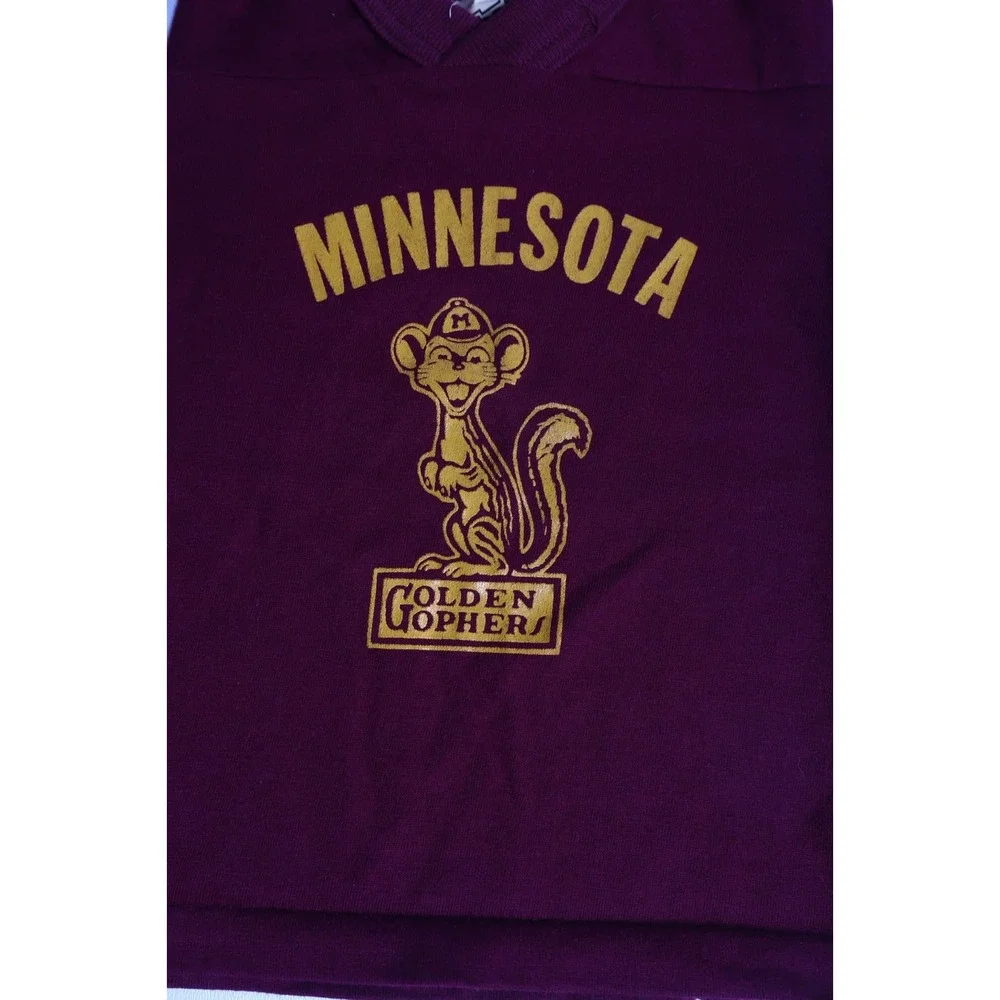 Vintage 80s Minnesota Golden Gophers Kids Jersey Shirt Maroon Size 4 USA